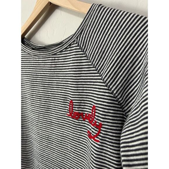 Loft Striped Short Sleeve Embroidered Lovely Blouse Size M - Picture 12 of 16